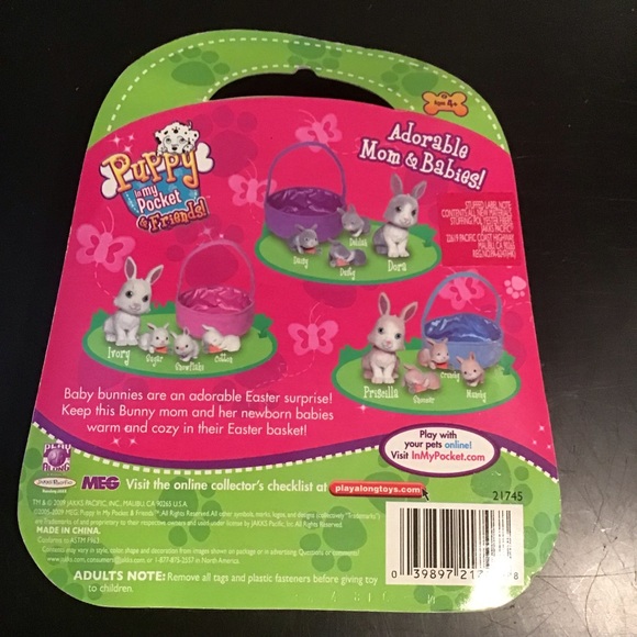 Easter bunny and 3 Baby bunnies puppy in my pocket - Picture 4 of 4